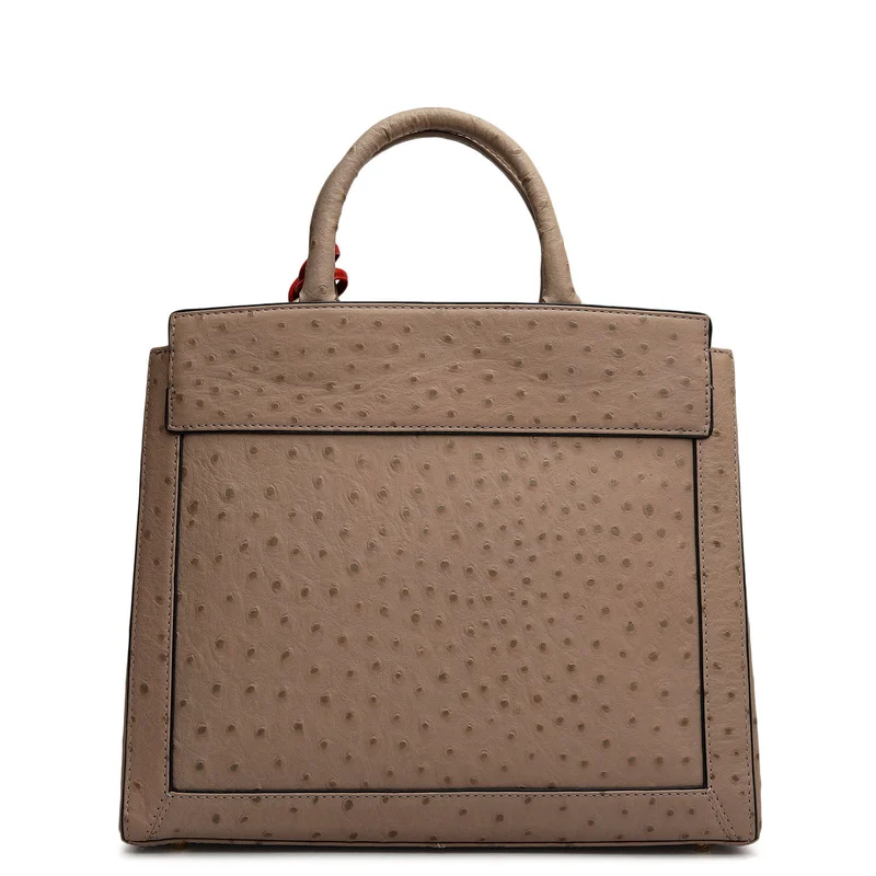 Da Milano Slate Medium Ostrich Leather Book Tote - Slate for Women | Best Price UAE
